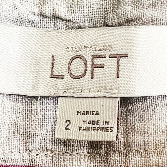 Ann Taylor Loft Womens 100% Linen Cropped Marisa Pants - Beige, Size 2 - Picture 4 of 6